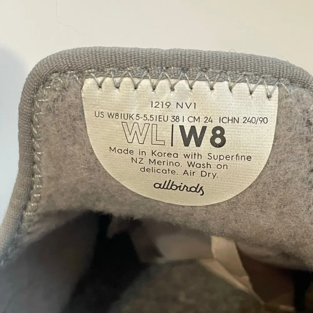 Allbirds Wool Lounger Classic Casual Slip On Loafers Women's 8 Light Blue Gray